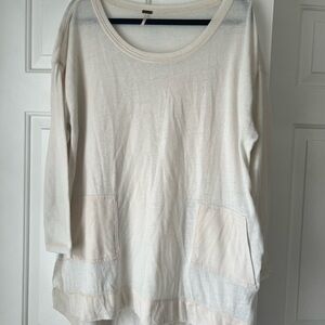 Free People Cream Long Sleeve Oversized Tunic